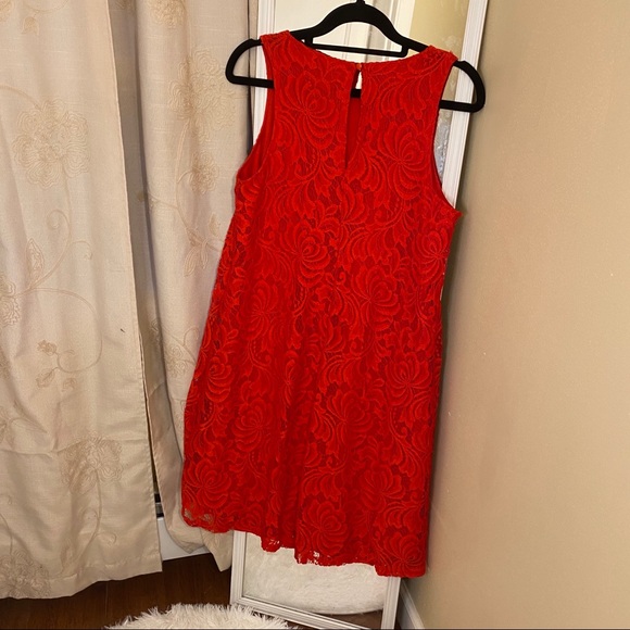 Sharagano Sleeveless Res Lace A Line Dress 4 - Picture 4 of 9